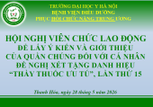 HỘI NGHỊ VIÊN CHỨC LAO ĐỘNG LẤY Ý KIẾN VÀ GIỚI THIỆU CỦA QUẦN CHÚNG ĐỐI VỚI CÁ NHÂN XÉT TẶNG DANH HIỆU “THẦY THUỐC ƯU TÚ”, LẦN THỨ 15