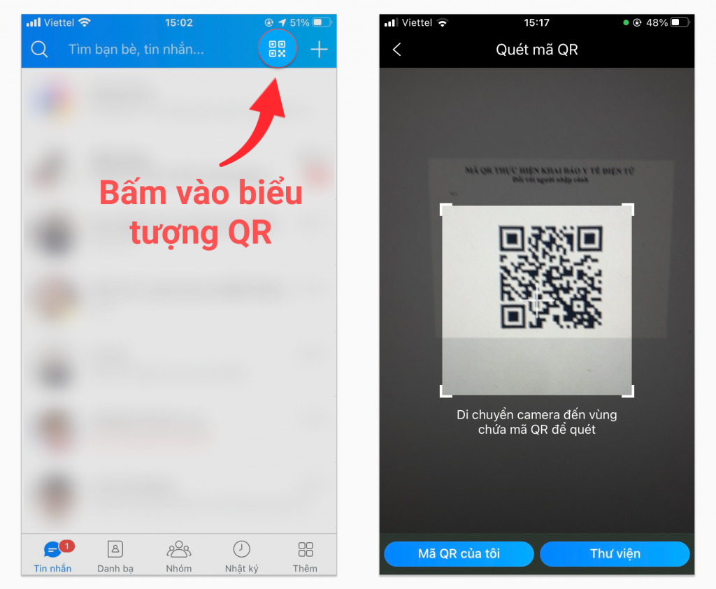 Quét QR qua Zalo để khai báo y tế nhanh